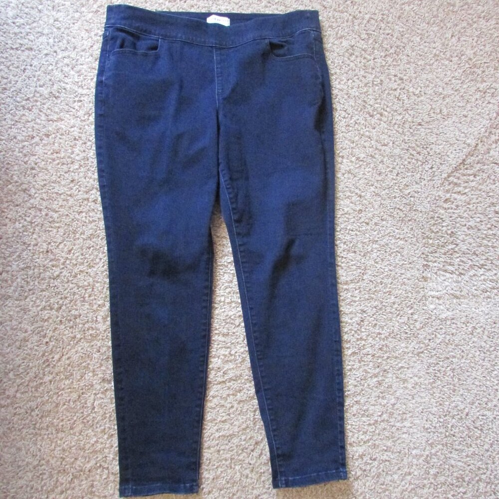 NWOT Lane Bryant 18 Dark Blue Pull On Elastic Waist Jeans Pkts Hi Rise Jeggings - Picture 2 of 3